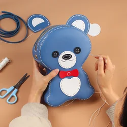 Cute Bear Shoulder Bag For Girls DIY Bear PU Material Set For Coin Phone Bag Handbag Sewing Gifts For Christmas