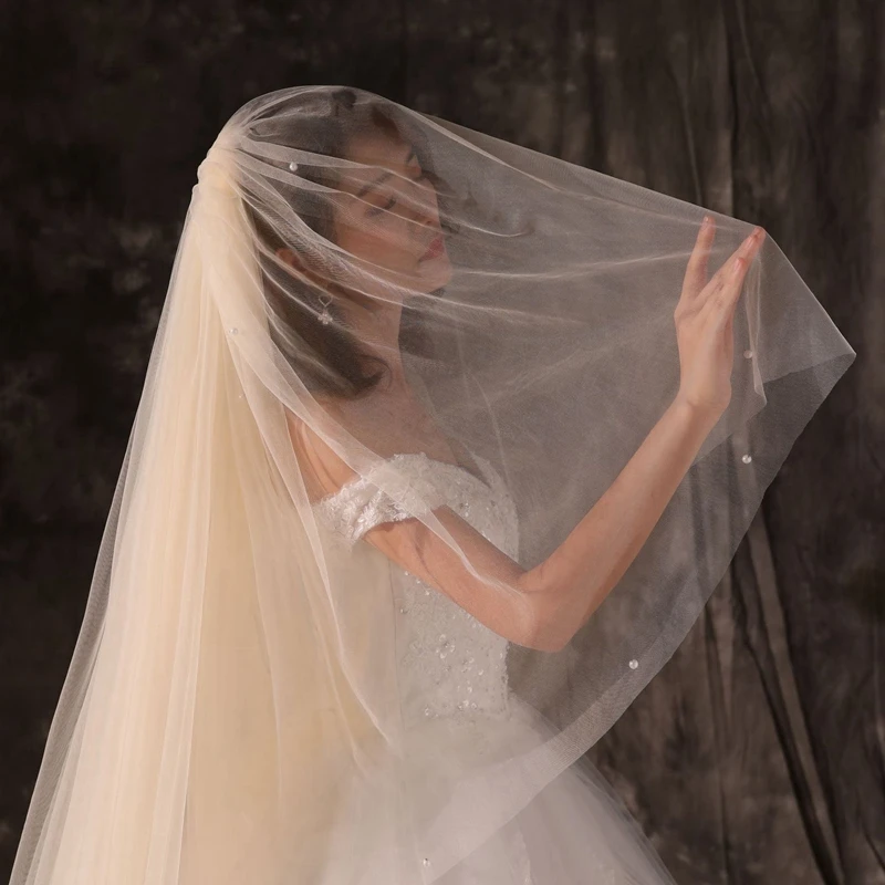 New Arrival Two Layers Wedding veils Pearls Beaded Bridal veil Welon Voile mariage Bride casamento Wedding collection set