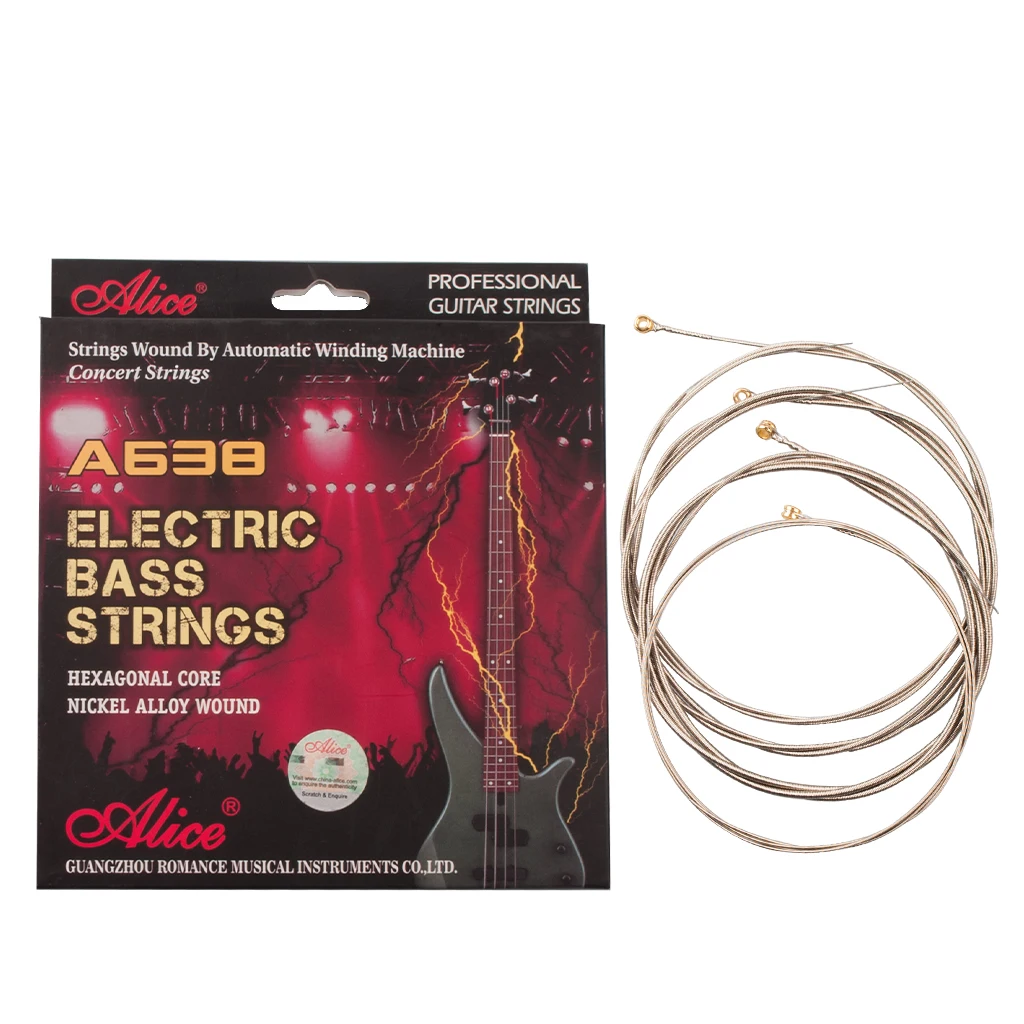 LOMMI Alice A638 Electric Bass Strings Hexagonal Core Nickel Alloy Wound .045.065 .085.105 String Gauges Electric Bass Accessory