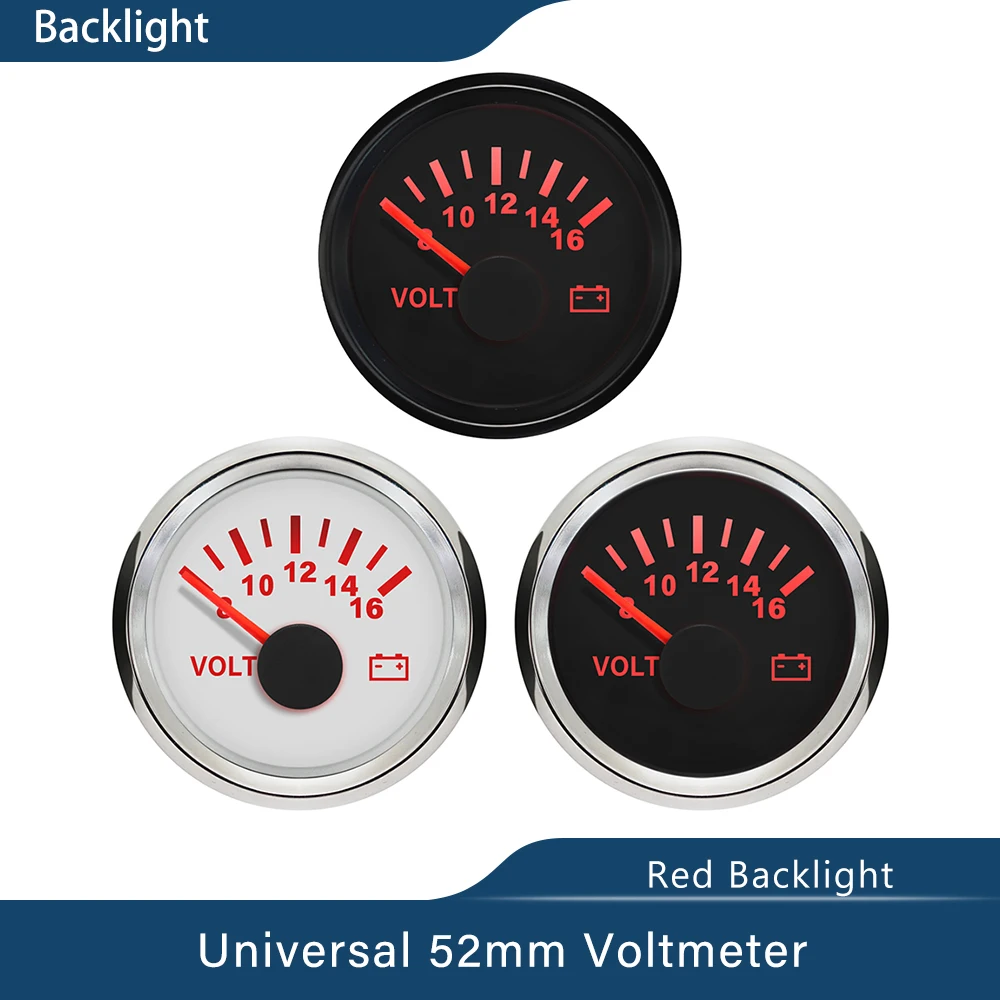 Universal Waterproof 8-16V 16-32V 9-32V Voltmeter Volt Gauge Meter 52mm(2