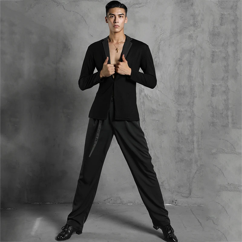 New Latin Dance Pants Men Black National Standard Dance Pants Ballroom Samba Tango Chacha Dancing Performance Clothes SL4418