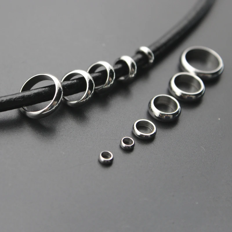 50pcs Hole 2 2.5 3 4 5 6 8 mm Stainless Steel Round Spacer Beads Charm Fit DIY Bracelet Necklace Big Hole Beads Jewelry Making