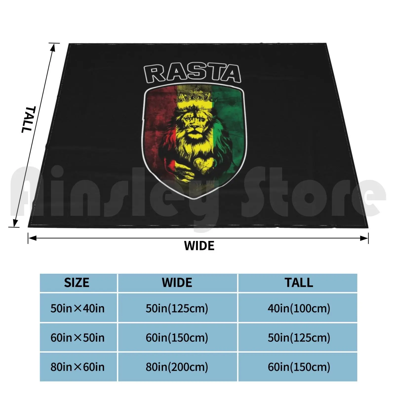 Rasta Blanket Fashion Custom 2165 Rasta Reggae Red Yellow Green Lion Jam