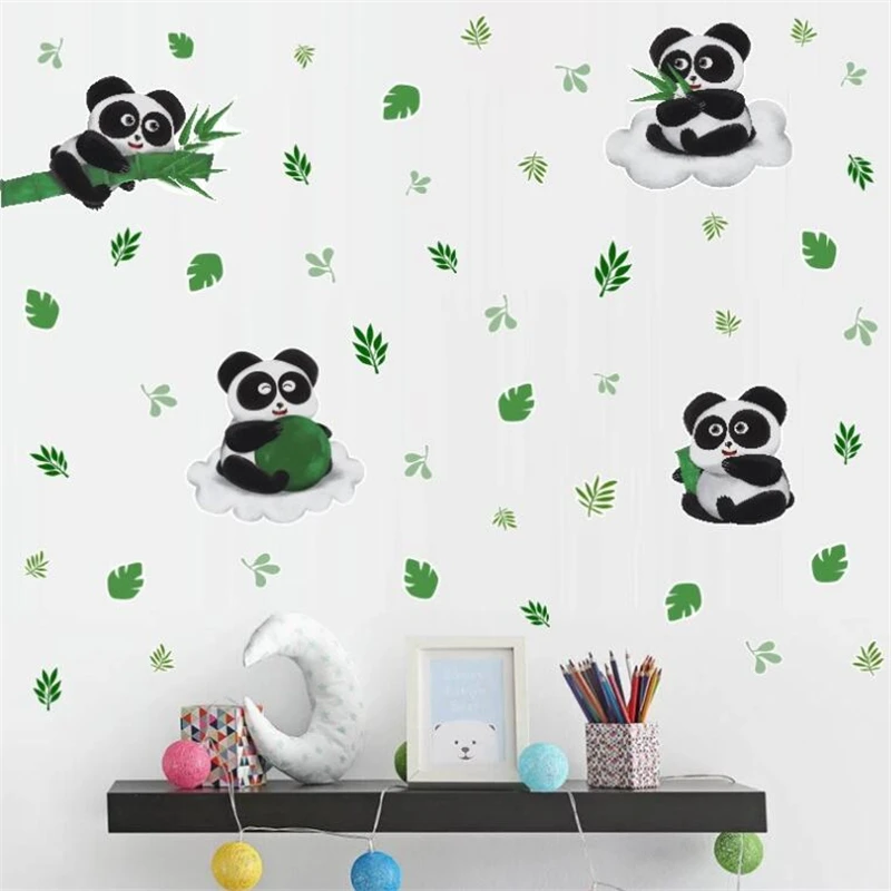 Lovely Cartoon panda wall stickers for children\'s room living room bedroom wall decoration home decoration door stickers