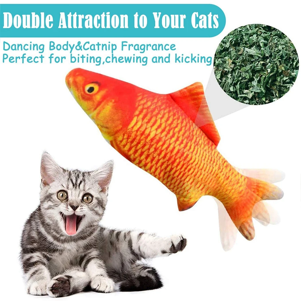 USB Electric Flopping Fish Moving Cat Kicker Fish Toy Realistic Floppy Fish Wiggle Fish Catnip Toys Plush Interactive Cat Toys