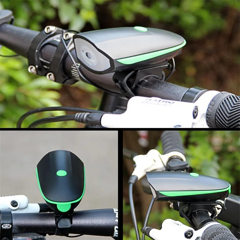 3 Modes Bicycle Front Light With Super Loud Bell Horn USB/Battery LED Headlight Cycling FlashLight Waterproof Bike Accessories