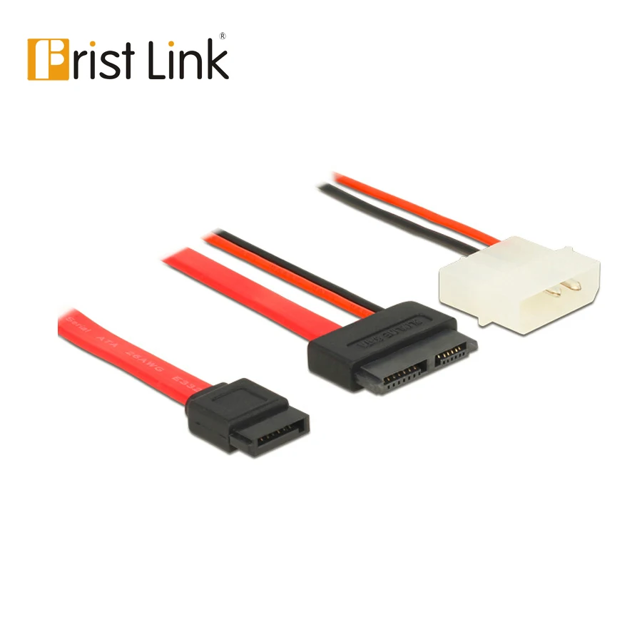 50CM SlimlineSATA Cable Slim SATA 7+6 13Pin to SATA 7Pin + Molex Power Data Converter Cable  for CD/DVD drives