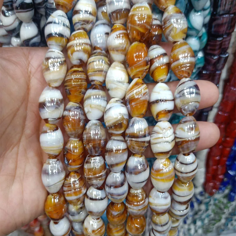 15pcs/lot 12x18mm Handmade Lampwork Beads For Jewelry Making DIY Loose Lampwork Drum Beads Fit Bracelet Necklace
