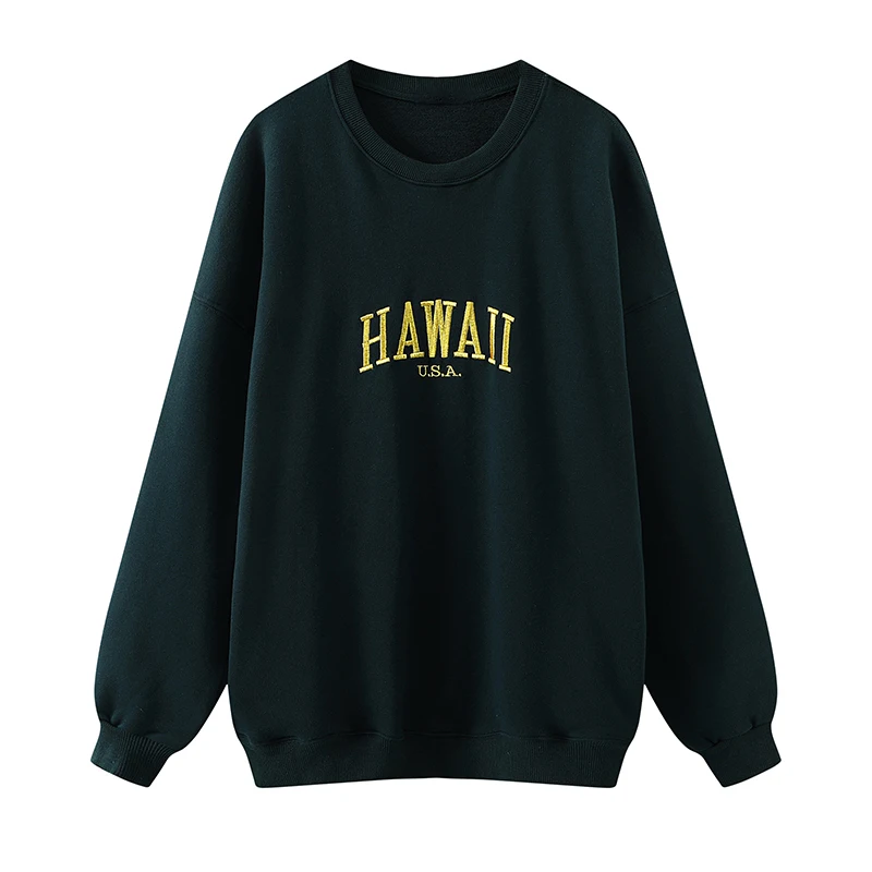 Oversize girls letter embroidery sweatshirts 2022 autumn fashion ladies soft cotton pullovers female casual sweatshirt women