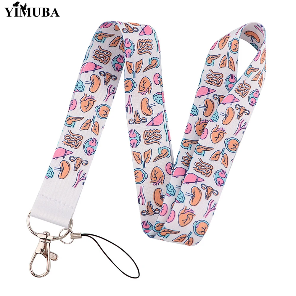 New Anatomy Human Organ Lanyards Keychain Brain Heart Stomach Cartoon Print Neck Straps Neckband Medical Student Graduation Gift