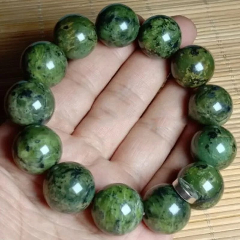 

Pure Natural Boutique Golden Green Flower Tibetan Jade Medicine King Stone Bracelet Men and Women Health Care Bracelet