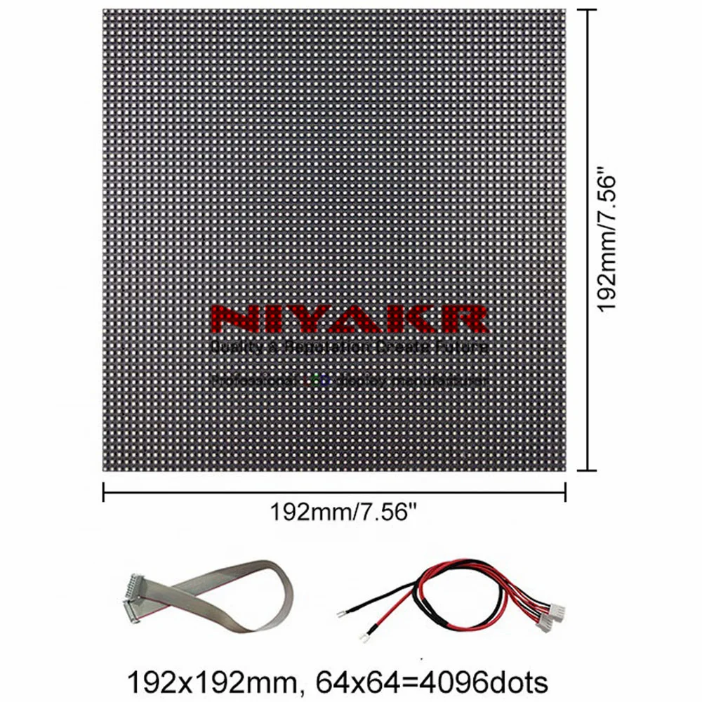 3mm 192x192mm P3 Painel de matriz LED RGB 64x64 colorido interno