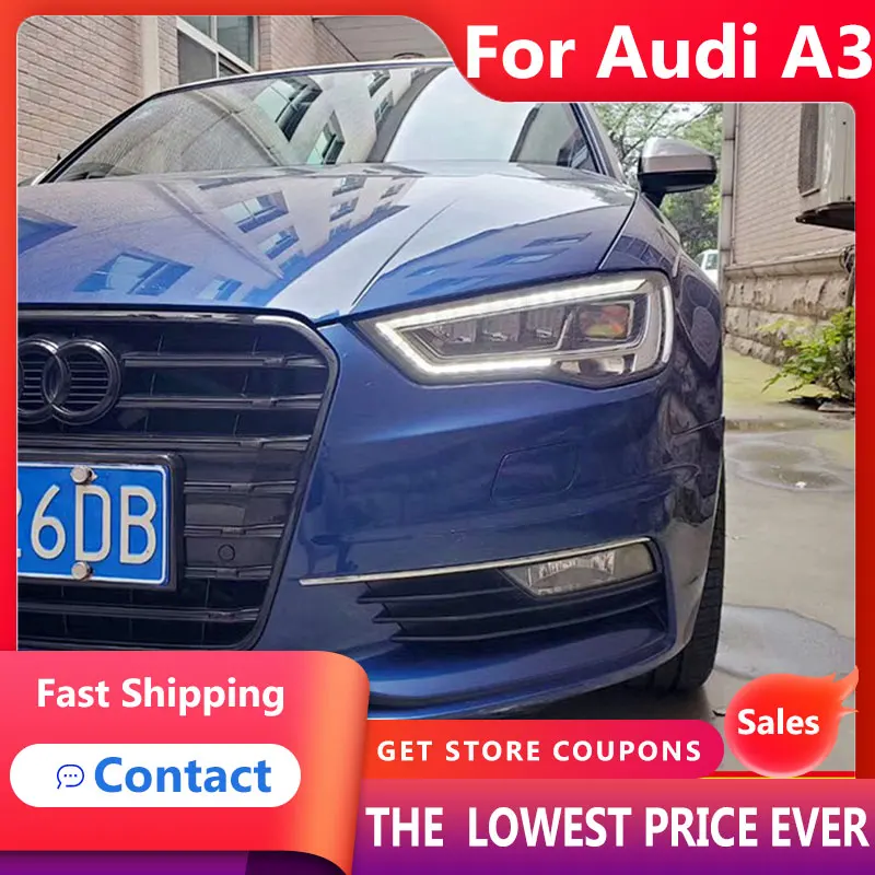 

HANA для Audi A3 фары 2014-2016 S3 светодиодный ные фары DRL Hid фары Bi Xenon Beam аксессуары