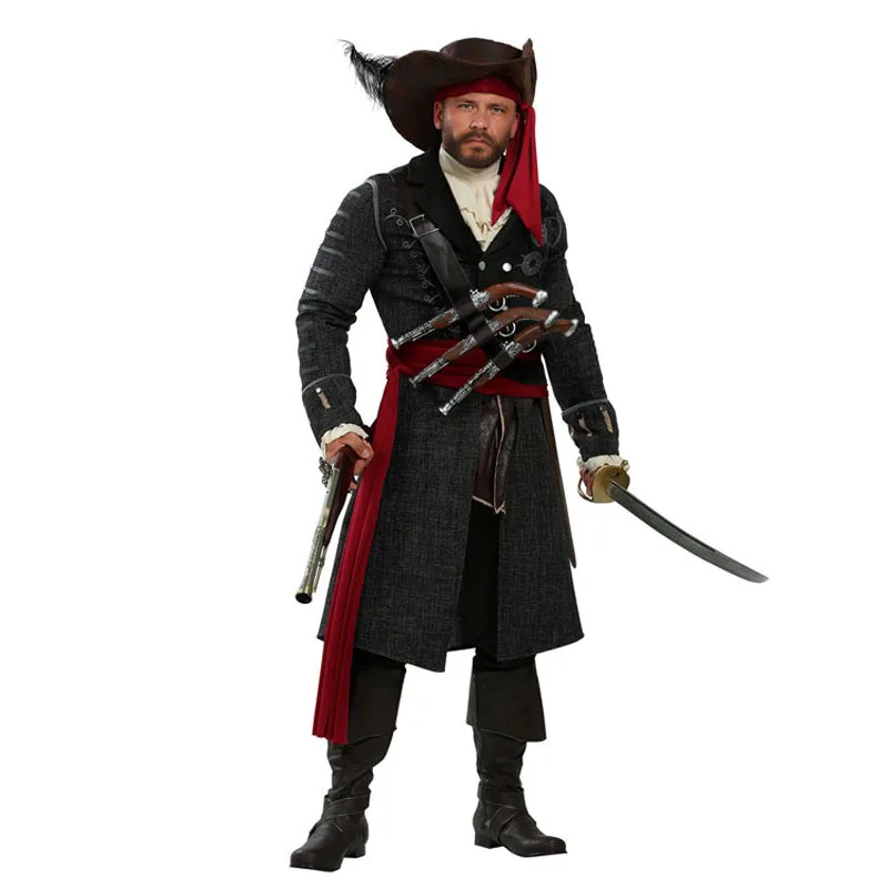 Captain Pirate Costumes Black beard pirate cosplay costume Halloween party Easter Stage Show clothing