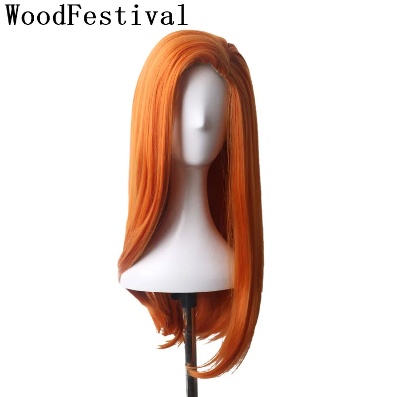 Party pomarańczowa peruka włosy syntetyczne peruki Cosplay sprzedaż wyprzedaż Anime długie proste kobiece peruki tanie włókno wysokotemperaturowe