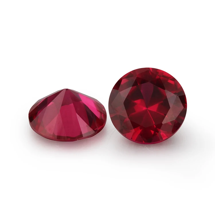 5A Quality 3.0mm~12mm Round Brilliant Cut #5 #8 Rubi Color Synthetic Red Corundum Stone For DIY Jewelry
