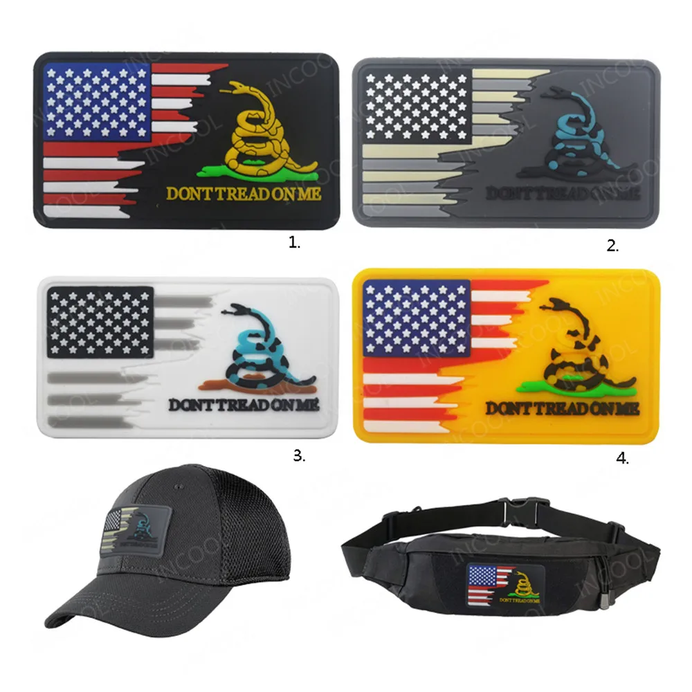 Infrared IR Reflective US DTOM Embroidery Patch Animal Snake PVC America Embroidered Patches For Clothing Glow in Dark