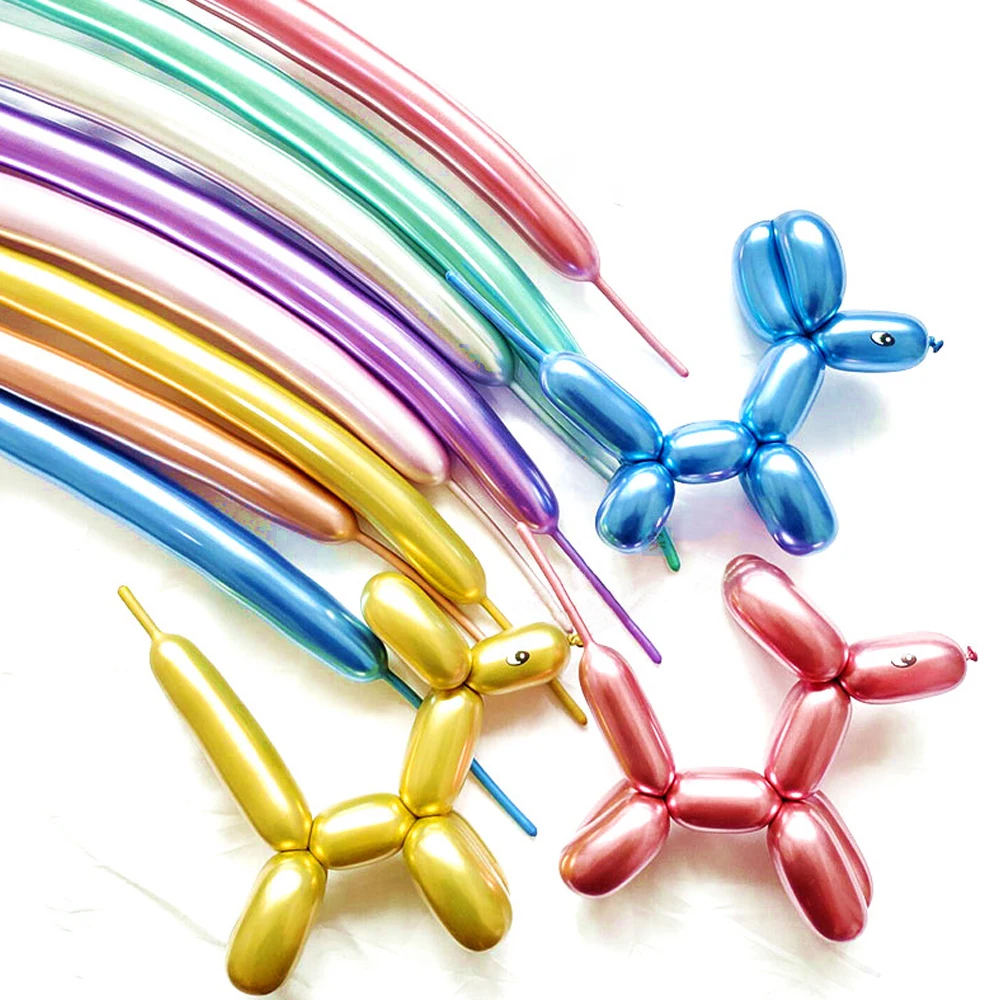 100pcs 260 Magic Strip Balloon Long Pearl Metal Latex Balloons Thick Metallic Inflatable Balloon Birthday Toy Party Decoration