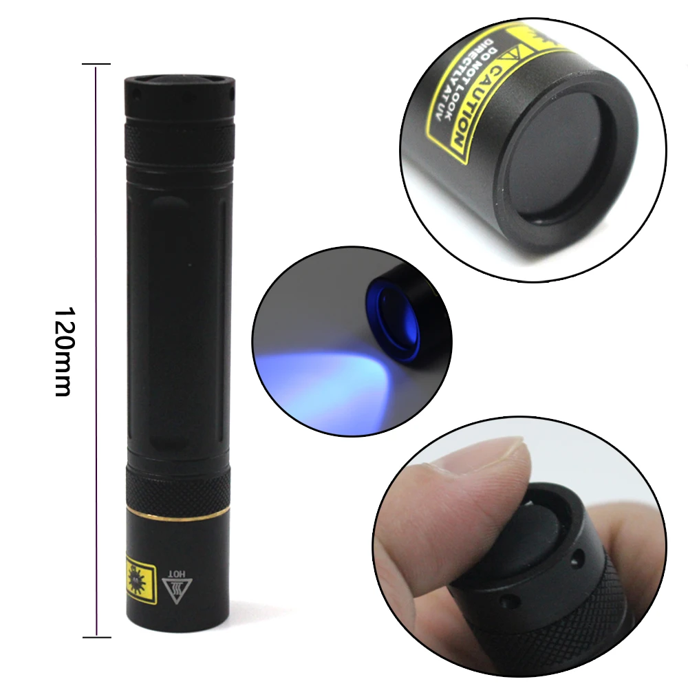 

365nm UV Led Flashlight Ultra Violets Ultraviolet 18650 Flashlight Invisible Torch for Pet Stains Hunting Marker Check