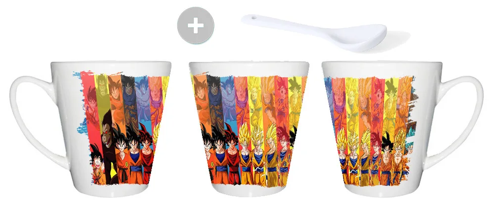 MERCHANDMANIA Cup CONICA DRAGON BALL SUPER GOKU evolution spoon picnic tea coffee personalized washable dishwasher ceramic