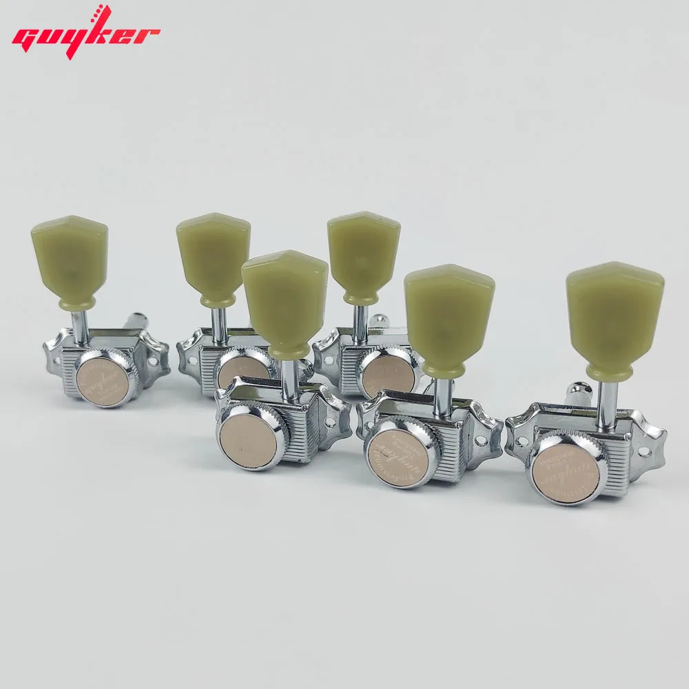 1 Set GUYKER 3R3L Vintage Deluxe Electric Guitar Machine Heads Tuners Nickel Tuning Pegs