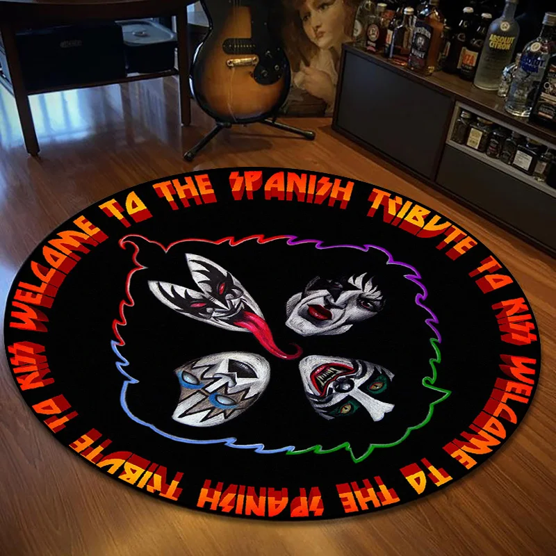 Metal Rock Singer Kiss Band Carpet Exquisite Round Flannel Carpet Interior Home Decor Floor Mat