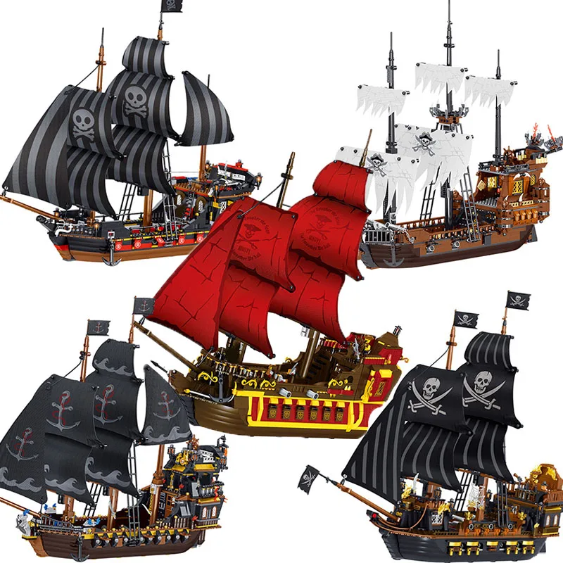 

Caribbeaned Ranger Eternal Pearl Pirate Ship Model Building Blocks MOC Movies Boat With Figures Bricks Toys Kids Adult Xmas Gift