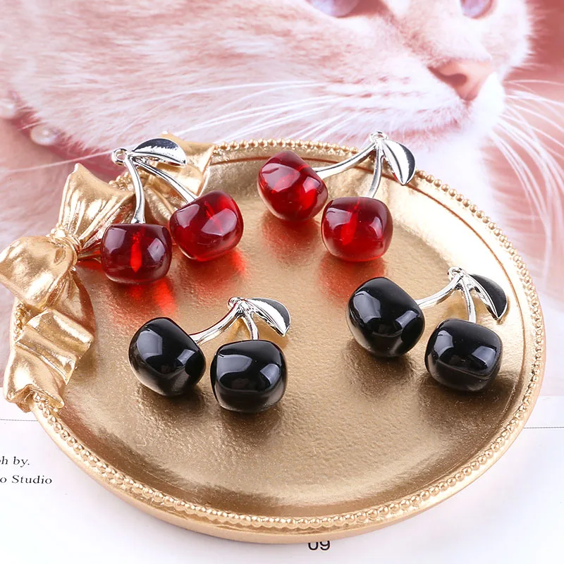 10pcs Big size Cherry Metal Fruit Charms Silver Color Earring Charms for Jewelry Making 29x30mm