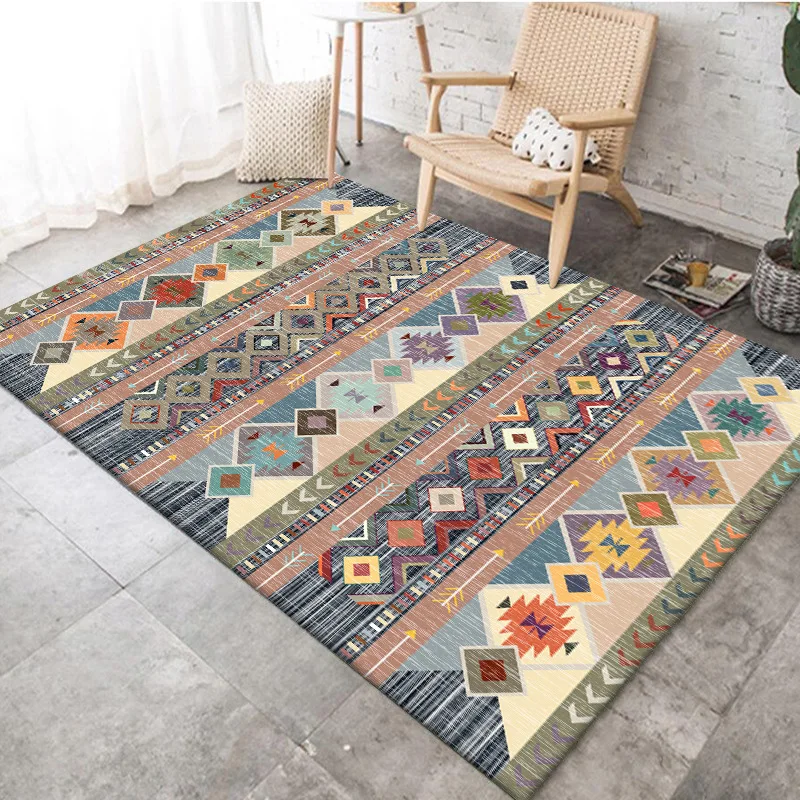 

Retro colored bohemian Style Home Decor Area Rugs Anti-slip Floor Mat Persian Floral Bedroom 3D Printing Carpets for Living Room