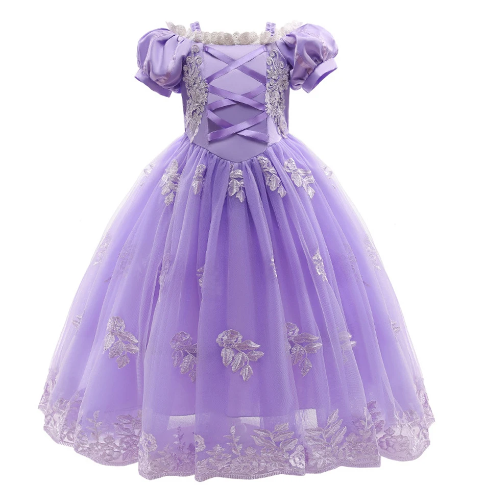 Girl Cosplay Princess Rapunzel Purple Dress Up Kids Christmas Halloween Tulle Fancy Costume for Children Girls Birthday Dresses