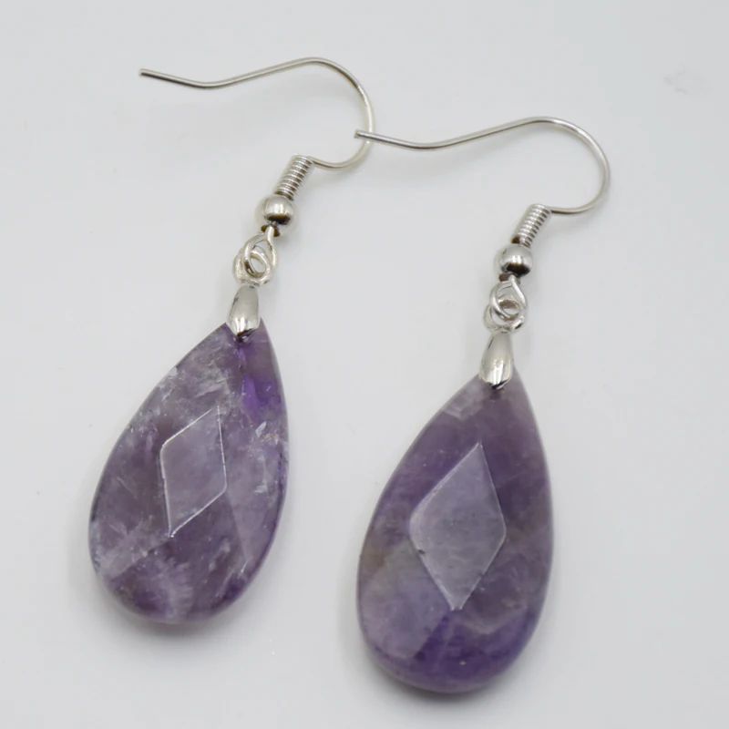 Natural Stone Water Drop Earrings Multi-faceted Beads Pendants Earring Opal Crystal Quartzs Healing Stones Ear Jewelry for Women