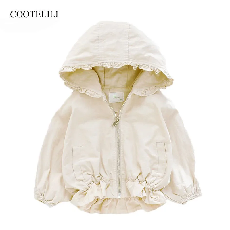 COOTELILI Ruffles Kids Jacket Baby Girls Clothes Baby Jacket Spring Autumn Kids Coat Hooded Girls Coat Children Clothes