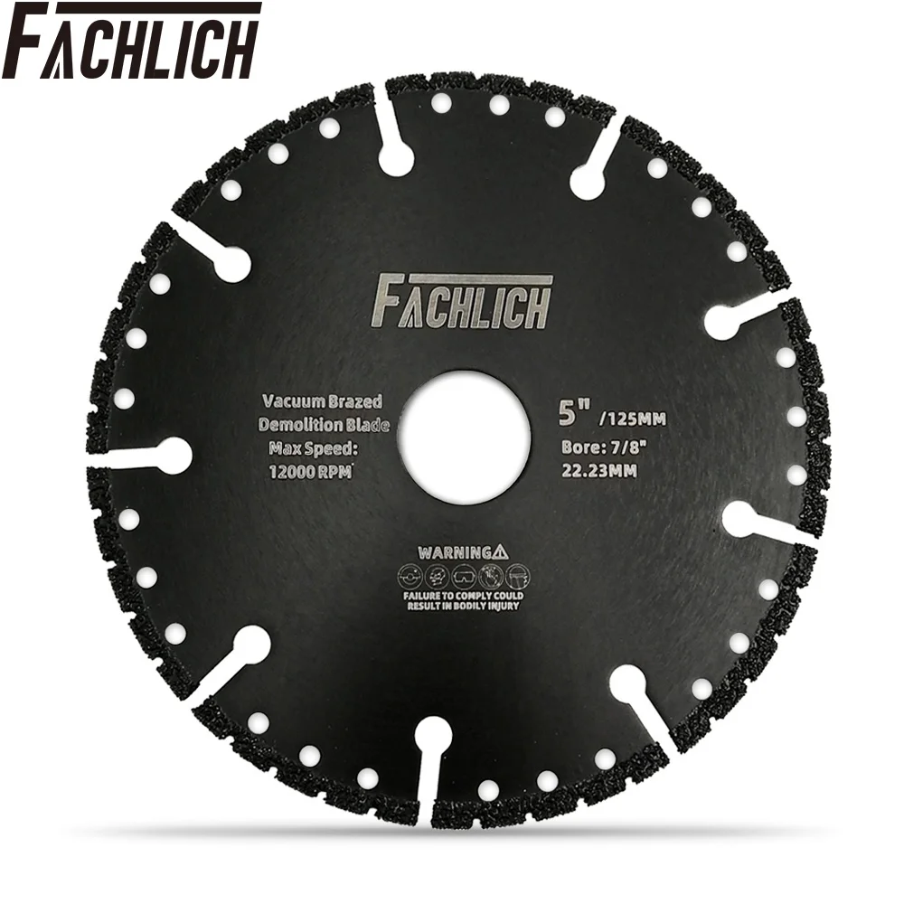 FACHLICH 2units All Purpose Diamond Cutting Disc for Rebar Cast Iron Granite Demolition Saw Blade One for all Dia 125mm