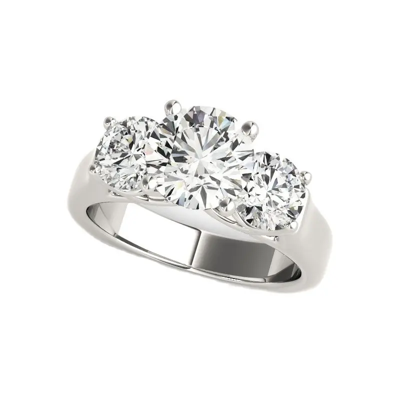 Bague de fiançailles en argent regardé 925 pour femme, diamant Moissanite, 3 charbons, 2.2 carat, document D