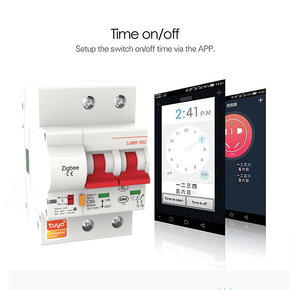Imagem -05 - Disjuntor Inteligente Zigbee Interruptor Automático Sobrecarga Proteção Shortcircuit Compatível com Zigbee Mcb Alexa e Google 2p