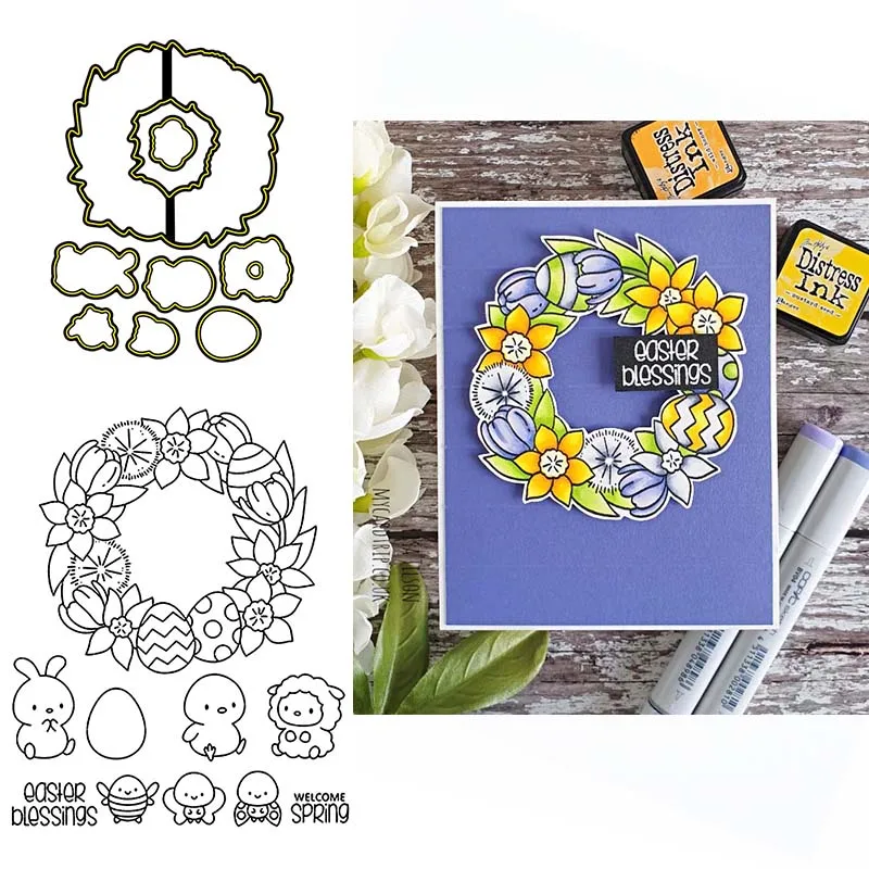 

Ring Around Spring Wreath Halloween 2021 New Transparent Stamps and Dies for DIY Scrapbooking Paper Cards Making Crafts Stamps