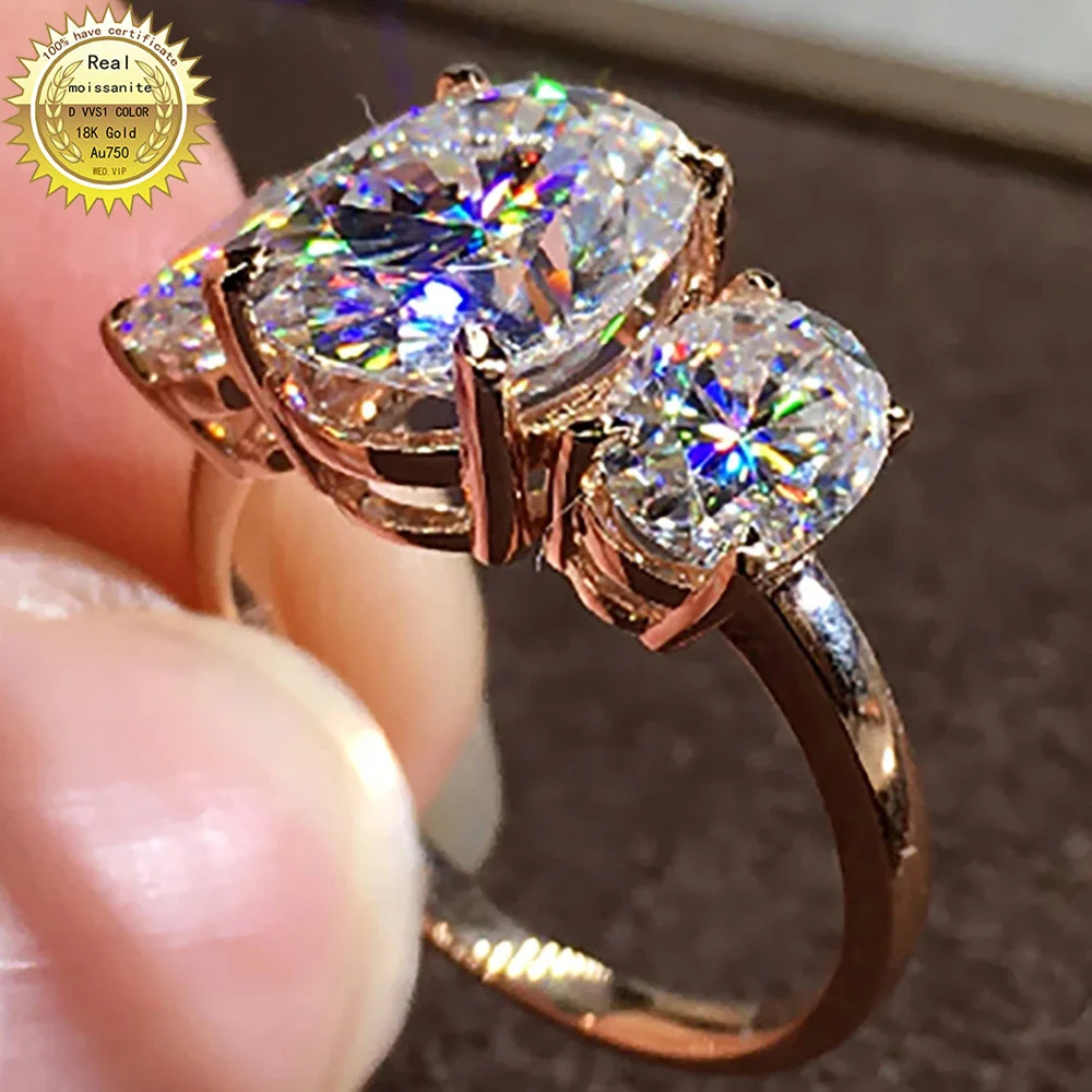 

14K Au585 Rose Gold Rings Wedding Anniversary Engagement Party Ring 5 Carat Oval Moissanite Diamond Ring Trendy Elegant