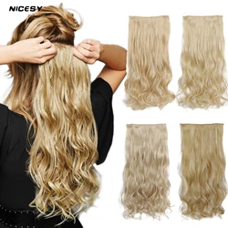 NICESY Synthetic Long Straight Clip In One Piece Hair Extension 5 Clips False Blonde Hair Brown Black Heat Resistant Fake Hair