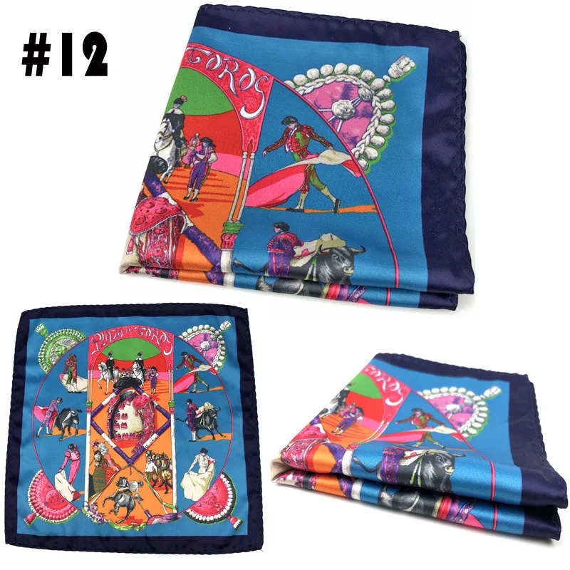 Men's Suit Pocket Chest Towel 23*23CM Handkerchiefs Printed Small Square Retro British Korean Dress Hanky