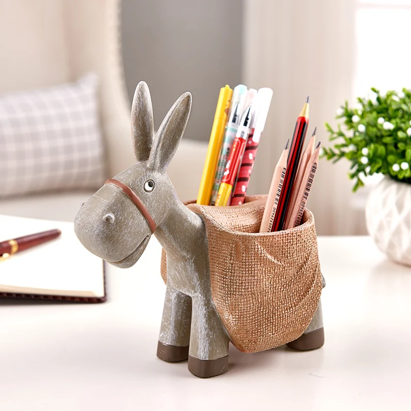 

MGT-Nordic Resin Donkey Pen Holder, Home Decorations, Cartoon, Creative Animals, Study Desk Storage, Crafts Gifts