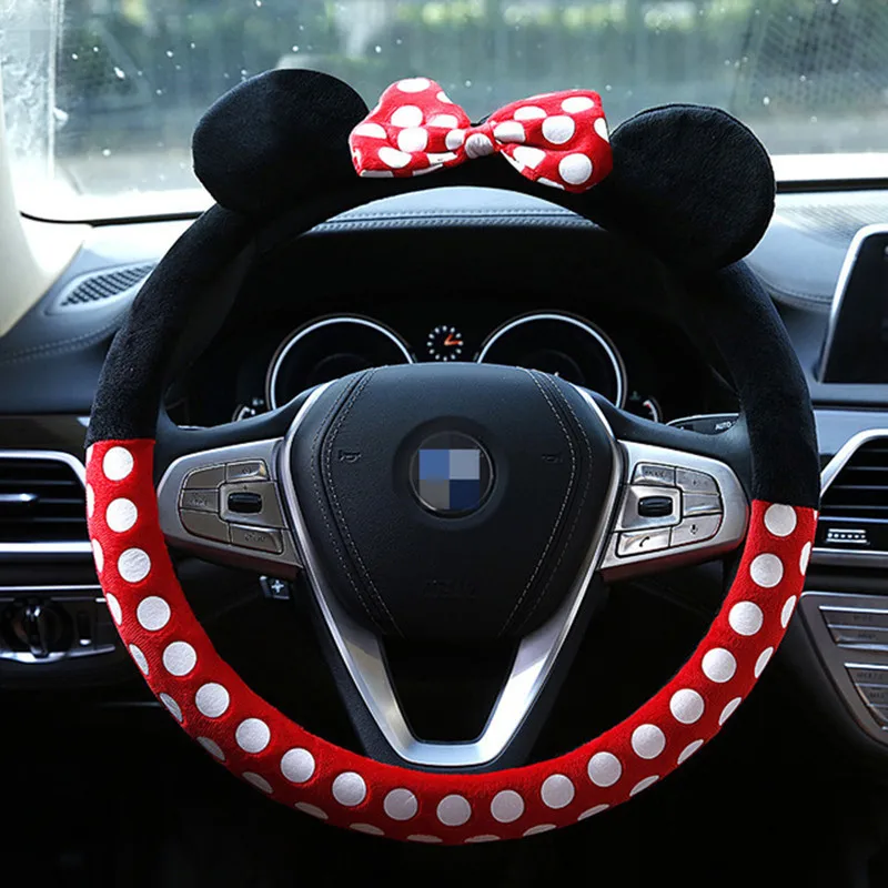 

Car Steering Cover Cartoon Summer Warm Winter Steering Velvet Lovely Girls Bow Knot Wholesale Car Interior Accessories Universal