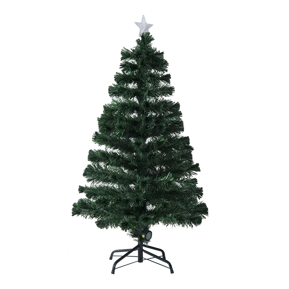 HOMCOM Christmas tree 120cm Artificial pine tree Christmas decoration with 16 LED 3 colors 130 branches green PVC