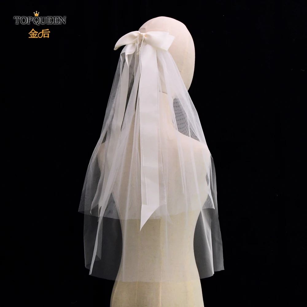 TOPQUEEN V16 Double Layer Simple Bridal Veil Short Bride Veil Two-layered Wedding Veil Brides 2021 Accessories For Wedding VEIL