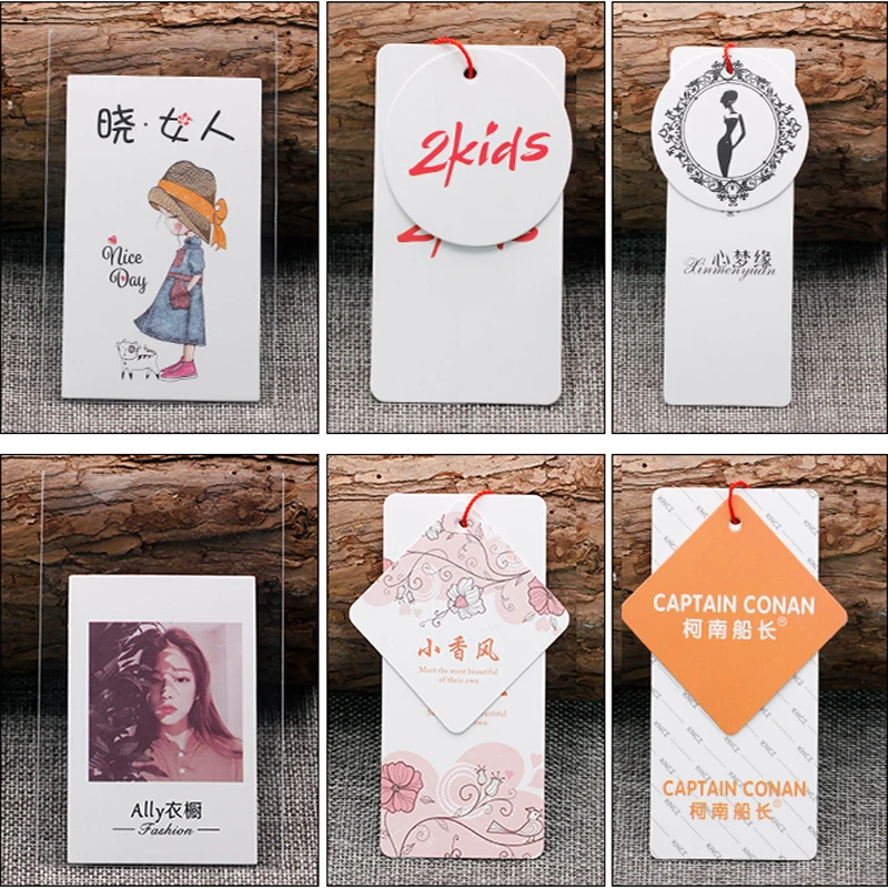 Color  Offset Printing Coated  white cardboard  kraft paper absorbent tissue Alien Tag Children's  women's  men's clothing Tags