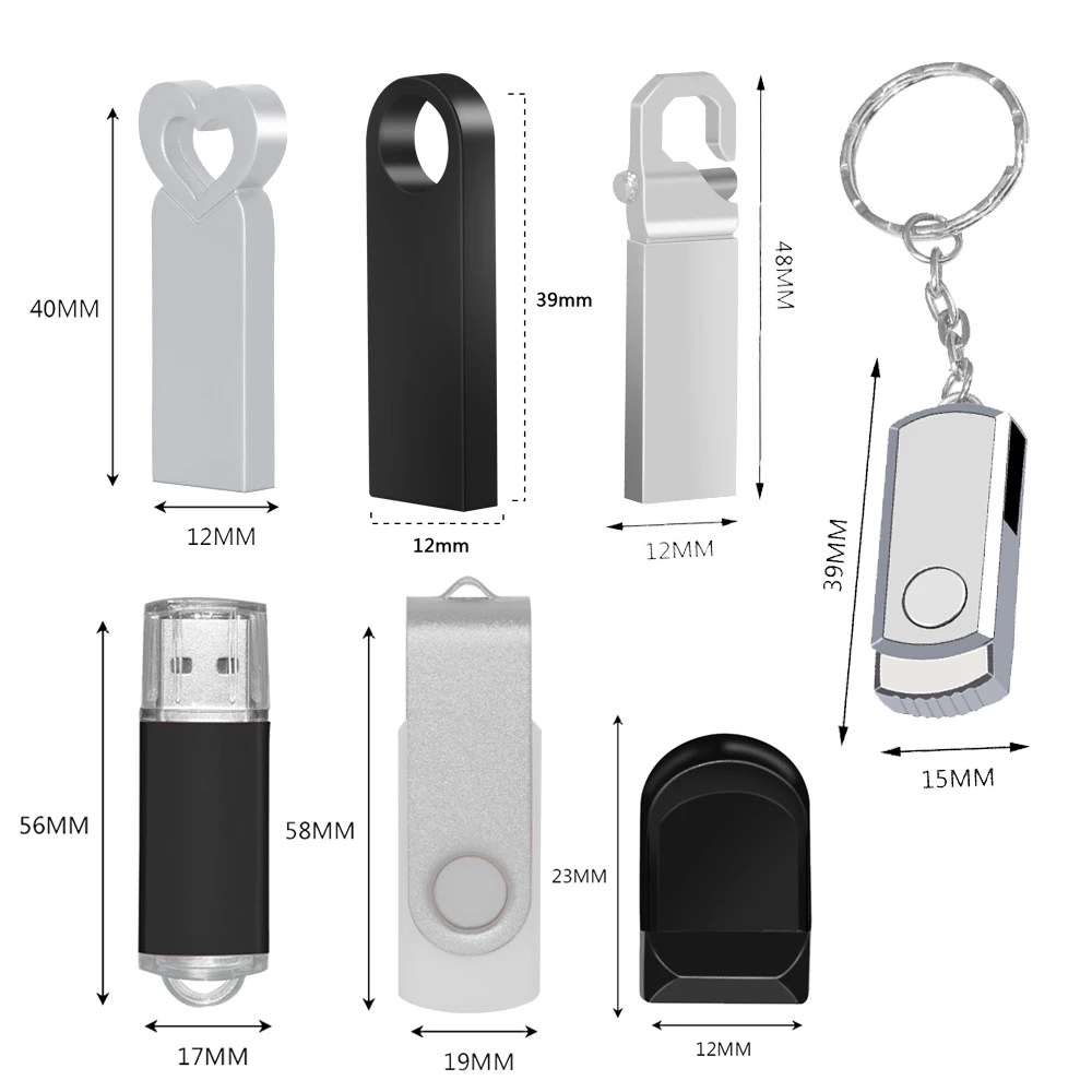 100 قطعة USB2.0 الإبداعية المعادن USB عصا هدية عالية السرعة 8g16g 32g 64g متعددة الألوان فلاش محرك انتقال عالية السرعة مستقرة