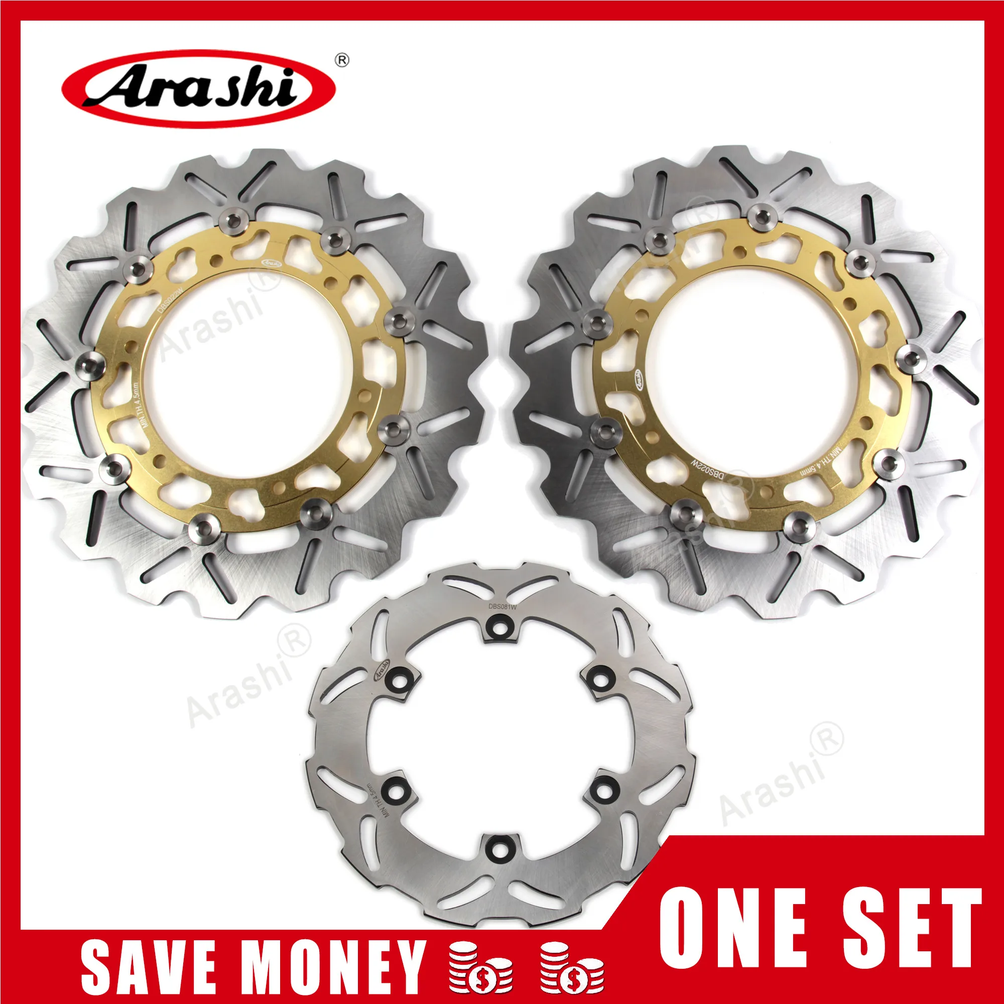 Arashi 1 Set For YAMAHA YZF R6 600 1999-2002 CNC Full Floating Front Rear Disc Brake Rotors Disk YZF-R6 1999 2000 2001 2002