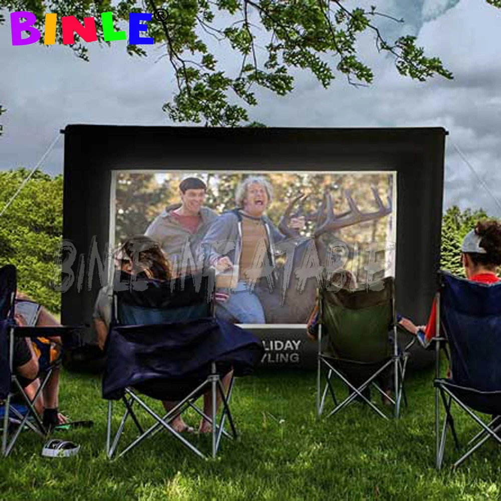 

16:9 best 3x1.7m inflatable movie screen with built-in air blower mini TV projector for home backyard theater