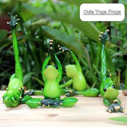 Creative Cute Resin Funny Frogs Yoga Posture Statue Room Decoration Home Office Desk Decorative Ornament Toy Gift