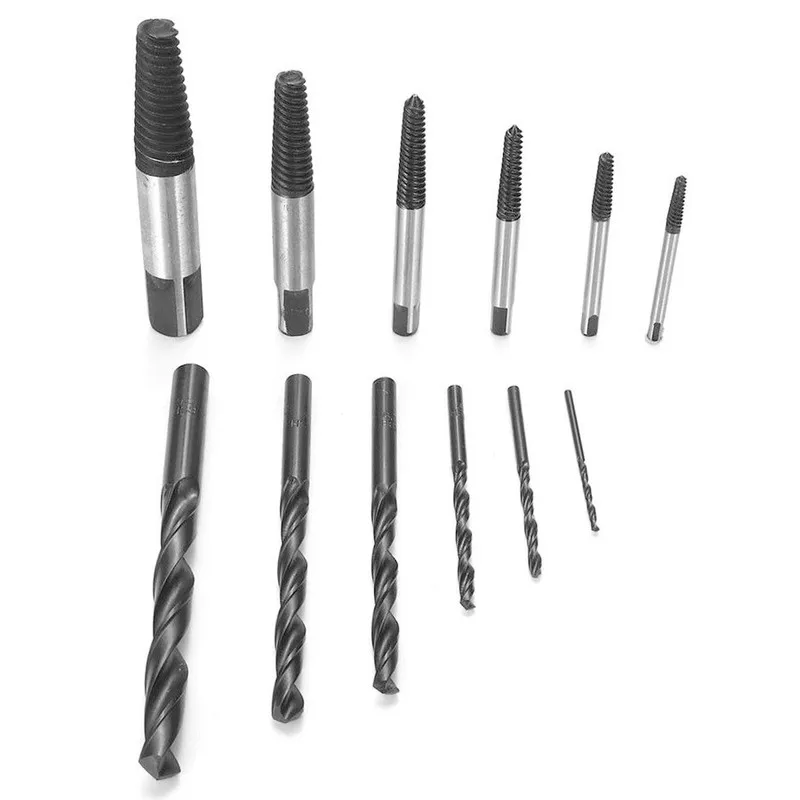 12 pezzi di strumenti di rimozione dell'estrattore di perni a vite HSS Easy Out Set di estrattori di viti rigide punte di rimozione del perno del bullone rotto