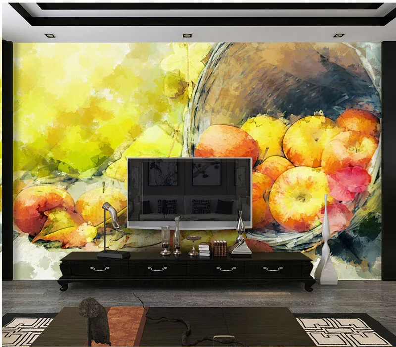 

Bacal New 8D Large Mural Block 3d fruit Wallpaper Mural Wall Photo Mural Oil painting mural Sofa Background Wallcovering Decor